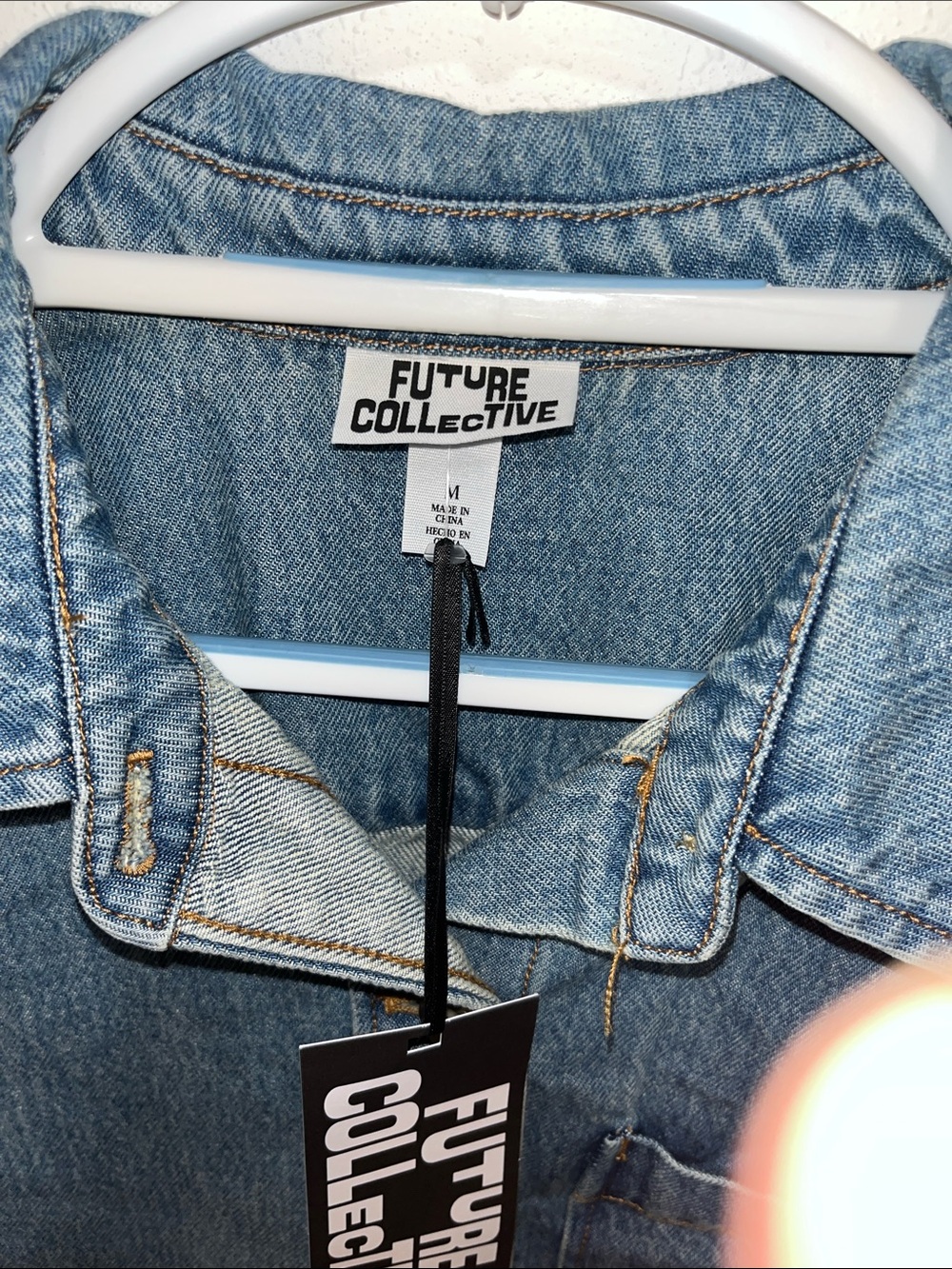 Cropped Light Blue Denim  Sleeveless Button-Front Tank size M - Picture 4 of 6